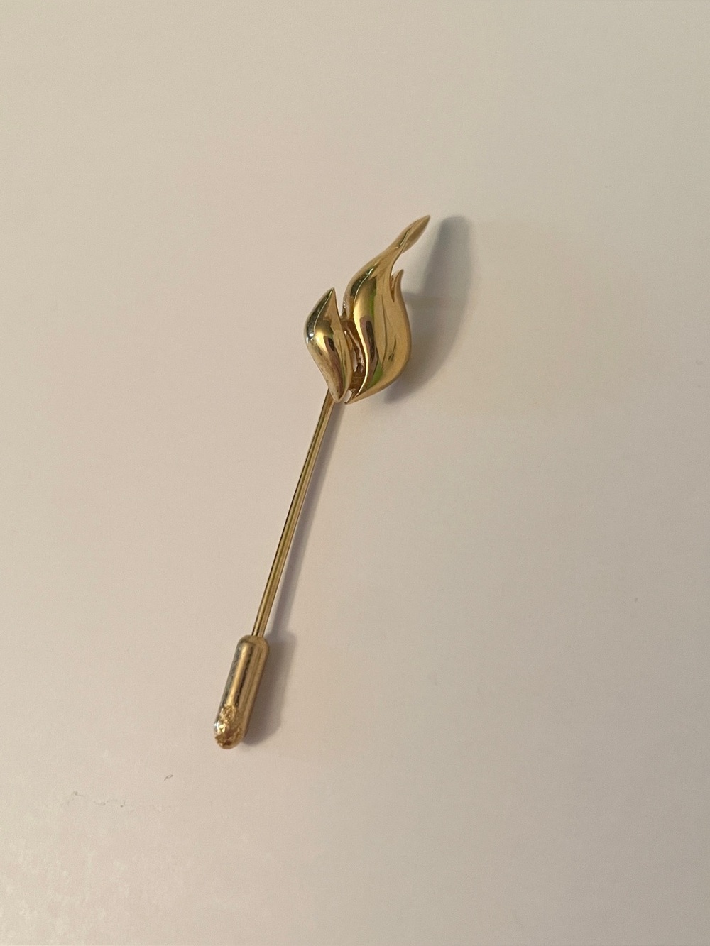 Vintage Gold Flame Stick Pin Lapel Tie Pin Retro Eternal Flame Jewelry